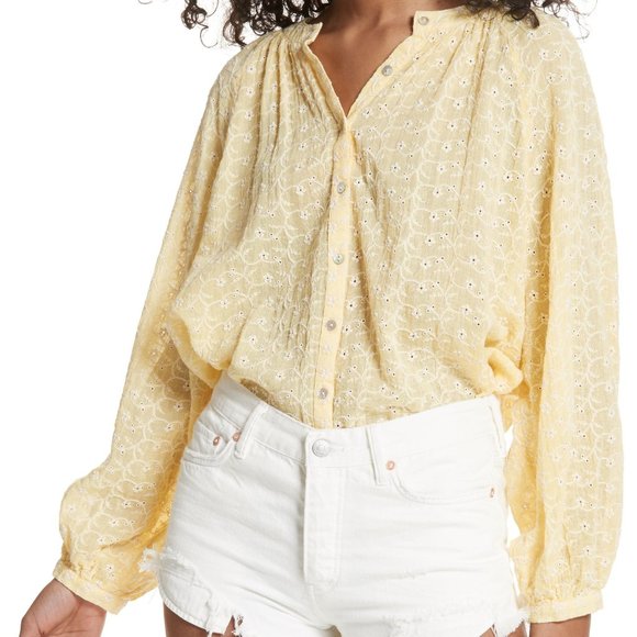 Free People Down from the Clouds Peasant Top, M - Picture 2 of 8